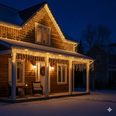 Glaçons en plein air - lumières de Noël 33 pi avec 400 DEL 75 gouttes 8 modes, guirlandes de rideaux enfichables imperméables pour les fêtes de mariage, décoration de jardin, intérieur, chambre, blanc chaud