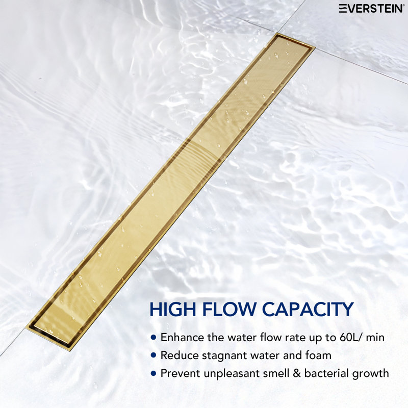 24" W Linear Shower Drain Trim, Brushed Gold