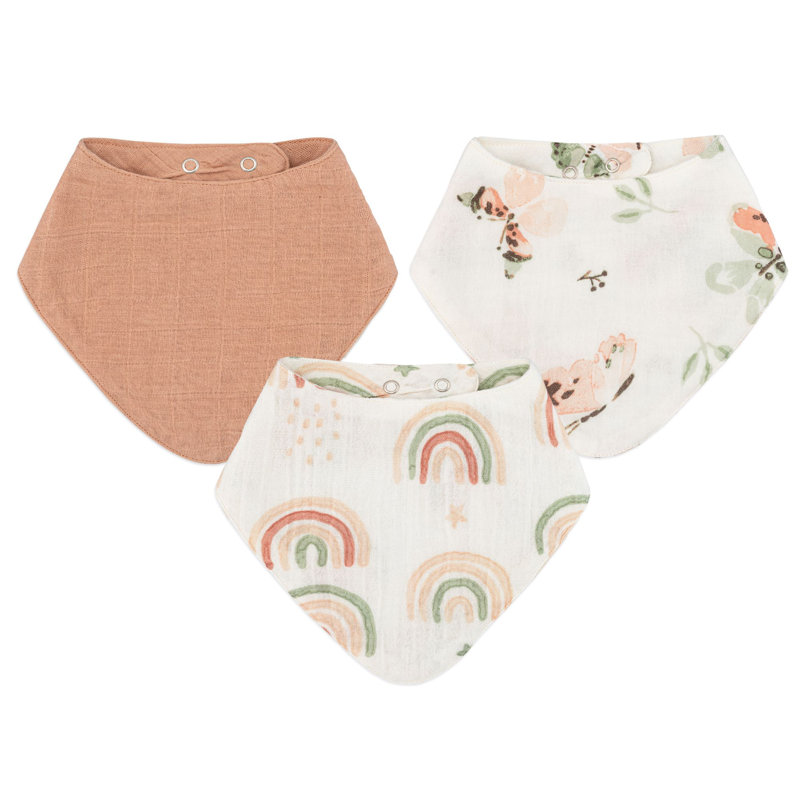 Parker 3-pc. Muslin Bib Set (rainbow/butterfly)