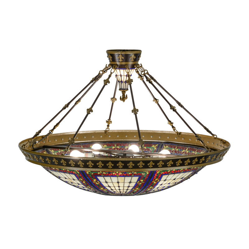 45" Multicolor Glass and Nickel Globe Pendant Light