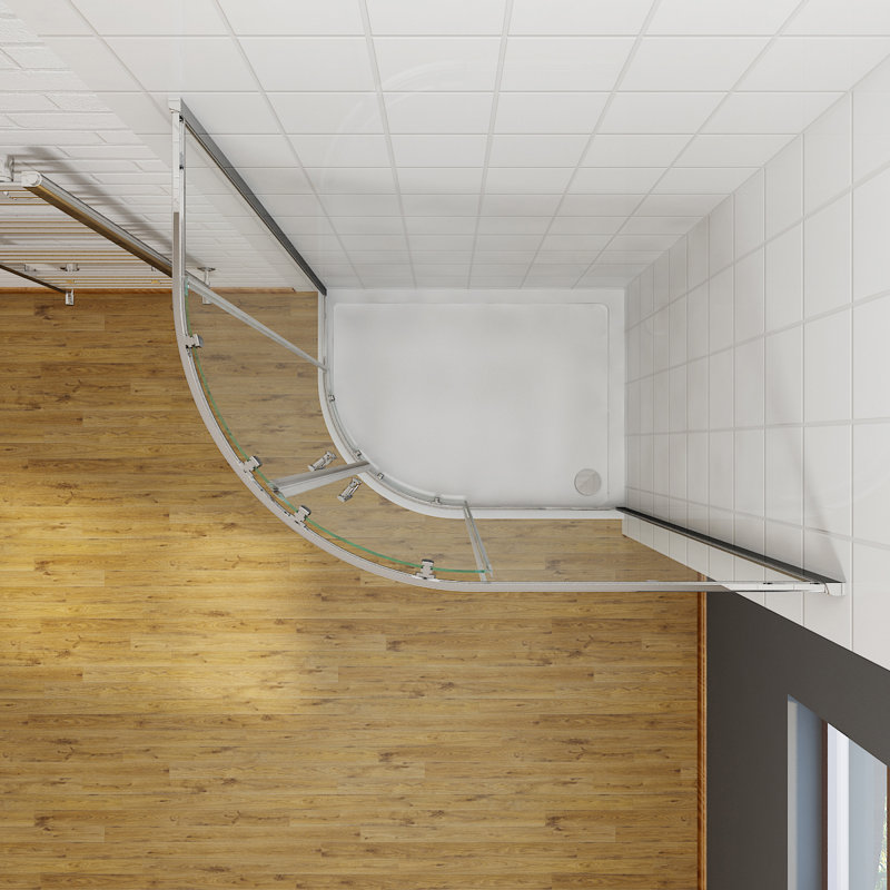Rennerdale Glass Offset Quadrant Shower Enclosure with Tray, 1850mm H x 1200mm W x 800mm D, Left