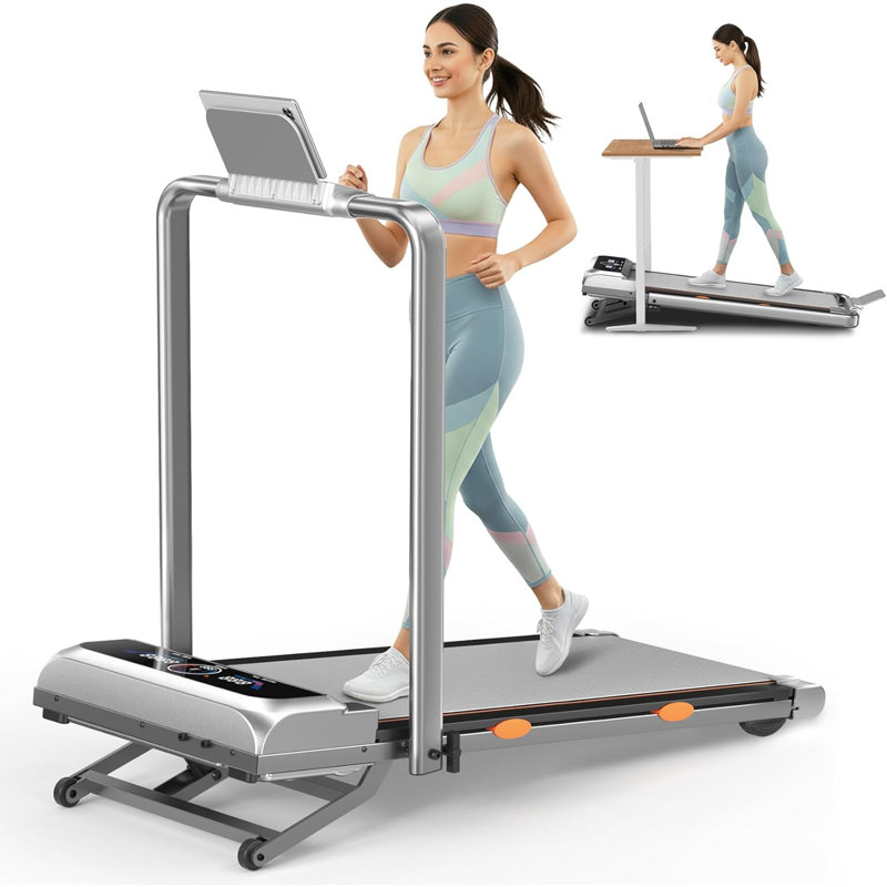 Tapis de marche à tapis avec 15% d'inclinaison automatique à 12 niveaux et guidon, tapis roulants silencieux de 3,5 ch avec écran d'interface utilisateur, haut-parleur, application et télécommande, capacité de 450 lb
