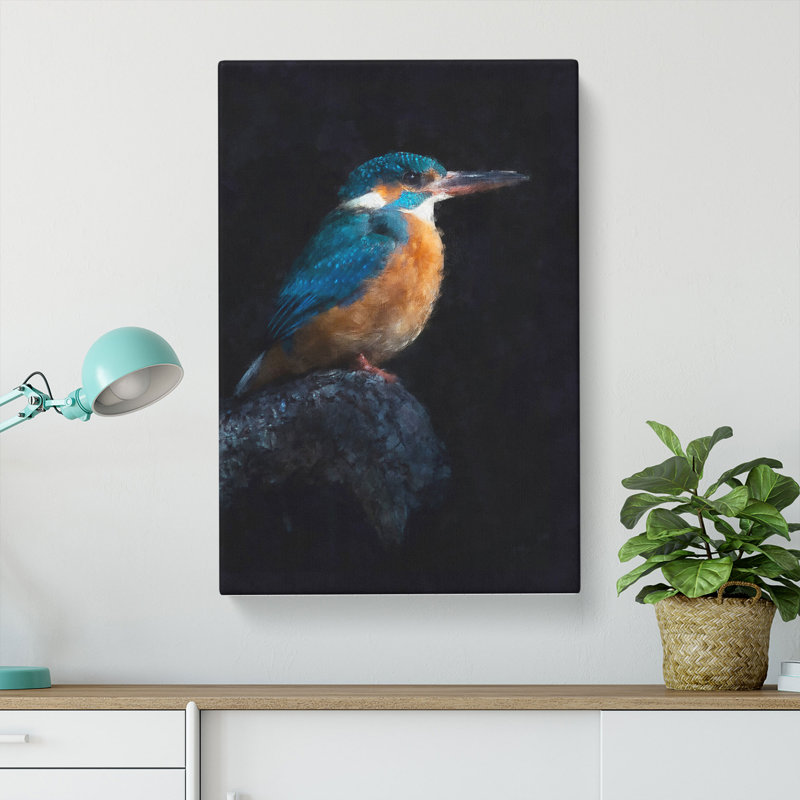 Kingfisher Bird - Wrapped Canvas Painting, 60cm H x 40cm W x 3cm D