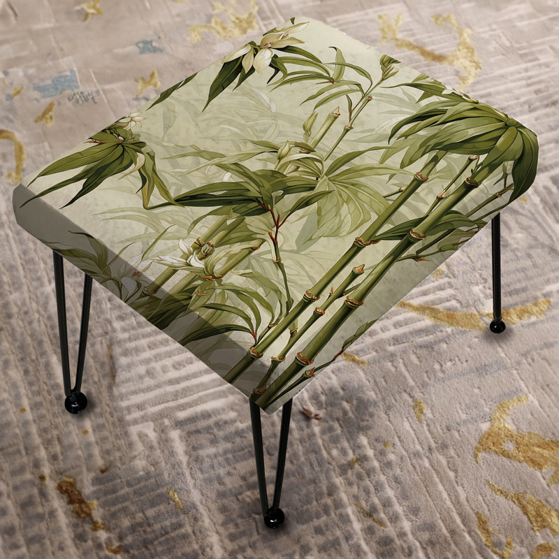 Bamboo Elegance Tropical Motif V - Repose-pieds rectangulaire Tropical