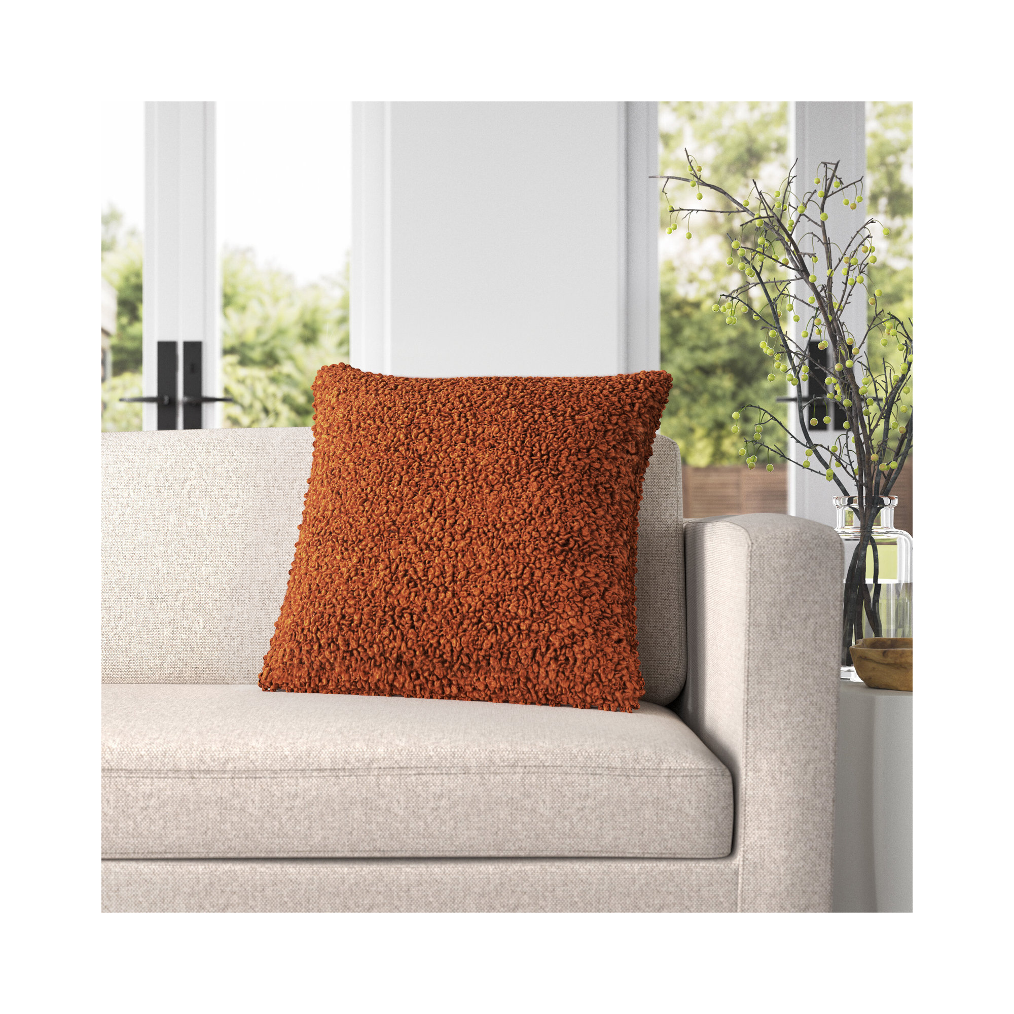 Anella Throw Square, Pillow Cover Only - No Insert, 22"H x 22"W, Rust