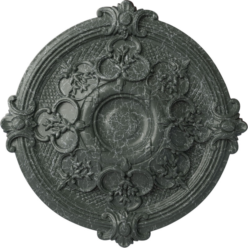 Médaillon de plafond Endurathane Hamilton, DE 17 3/8 po x P 1 3/4 po (convient aux auvents jusqu'à 3 3/4 po), fini craquelé vert athénien peint à la main