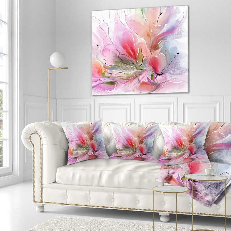 Joli motif floral peint - coussin à imprimé floral, 16 po x 1 po, Coussin décoratif