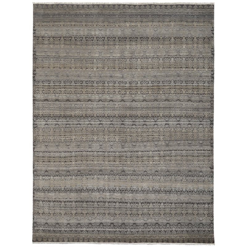 Tapis oriental en fer noué à la main Buttonwillow, Rectangle de 10 pi x 14 pi