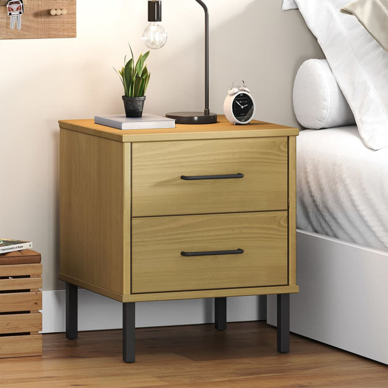 Keywan 40cm W Bedside Table, Brown
