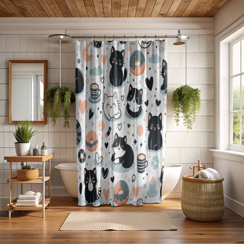 Rideau de douche 1 pièce Domagala Furry Duo, H 74 po x l 40 po