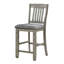 Chaise de salle à manger à hauteur de comptoir de style transitionnel 2 pièces avec siège rembourré et dossier en lattes de métal brossé gris et gris clair