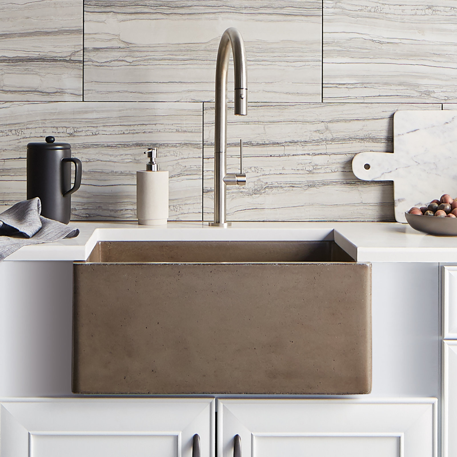 NativeStone® Concrete 24" L x 18" W Farmhouse Kitchen Sink, Earth