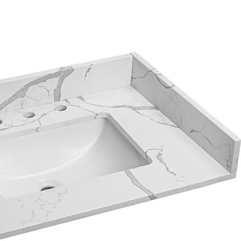 Dessus de meuble-lavabo de 60 pouces avec comptoir double lavabo rectangulaire en céramique et éclaboussures latérales