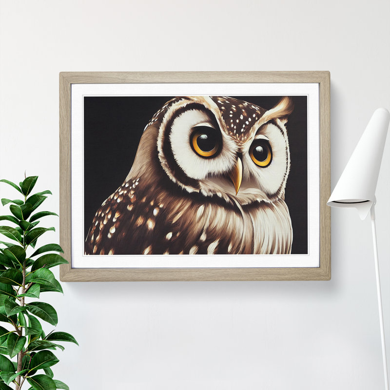 Face Of An Owl Vol.4 - Single Picture Frame Print, 46cm H x 64cm W x 2cm D, Oak Framed