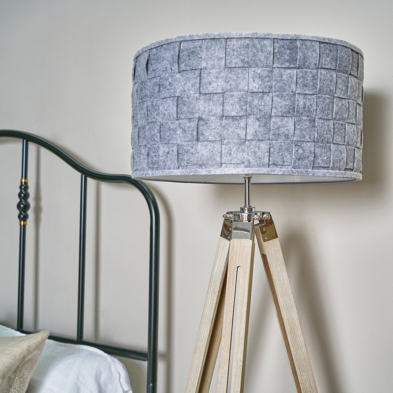Bella Vista 144cm Tripod Floor Lamp, Grey Felt Weave, Not Included