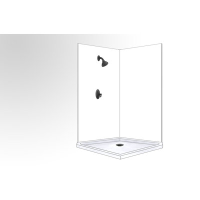 Polymarm 48" W 80" H 48" D Two Wall Composite Shower Wall Panel Surround