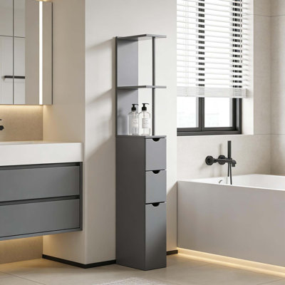 Modern Narrow Storage Tower for Compact Bathrooms