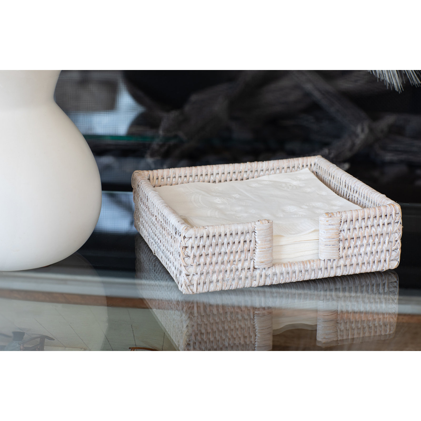 Camden Luncheon Napkin Holder, White Wash
