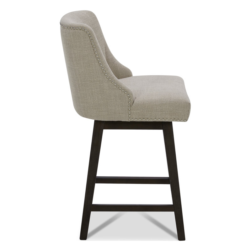 Shurma Swivel Upholstered Counter Stool, Flax Beige