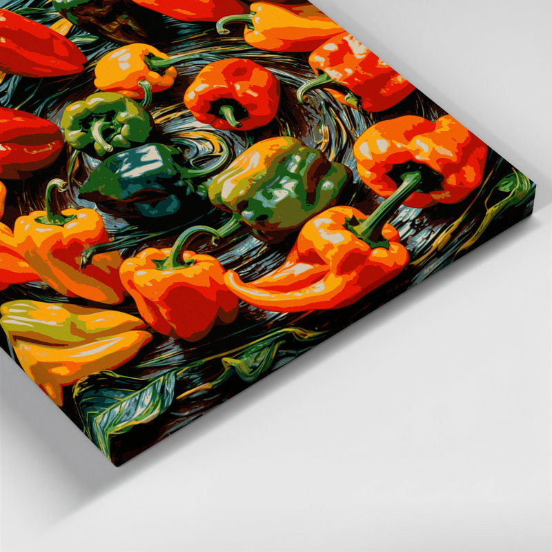 Légumes, poivre et art mural brun sur toile Habanero, H 12 po x l 18 po