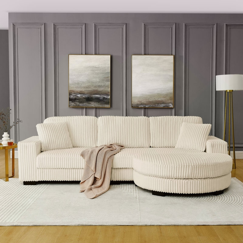 Canapé-lit modulaire rembourré en velours Corduroy, Beige