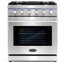 Cosmo 30 po Collection Haven 4,8 pi³ Cuisinière à gaz avec 5 brûleurs scellés, four à convection, lumières DEL à bouton, acier inoxydable
