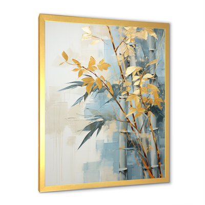 Impression sur toile botanique bambou, impression nature bleu doré - Bambou doré et bleu IV