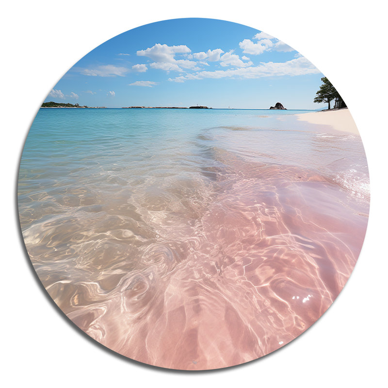Plage de sable rose I - plage ronde en métal, H 29 po x l 29 po