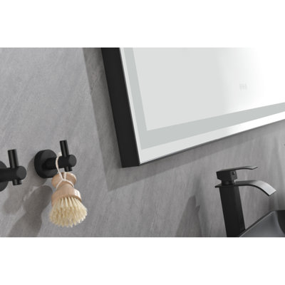 118" X 36" Fog Led Bathroom Mirror With Aluminum Frame, 3 Color Temperatures, Memory Function, Stepless Dimming, Matte Black, Optimize Lighting Design Fog, Memory, Suitable For Needs