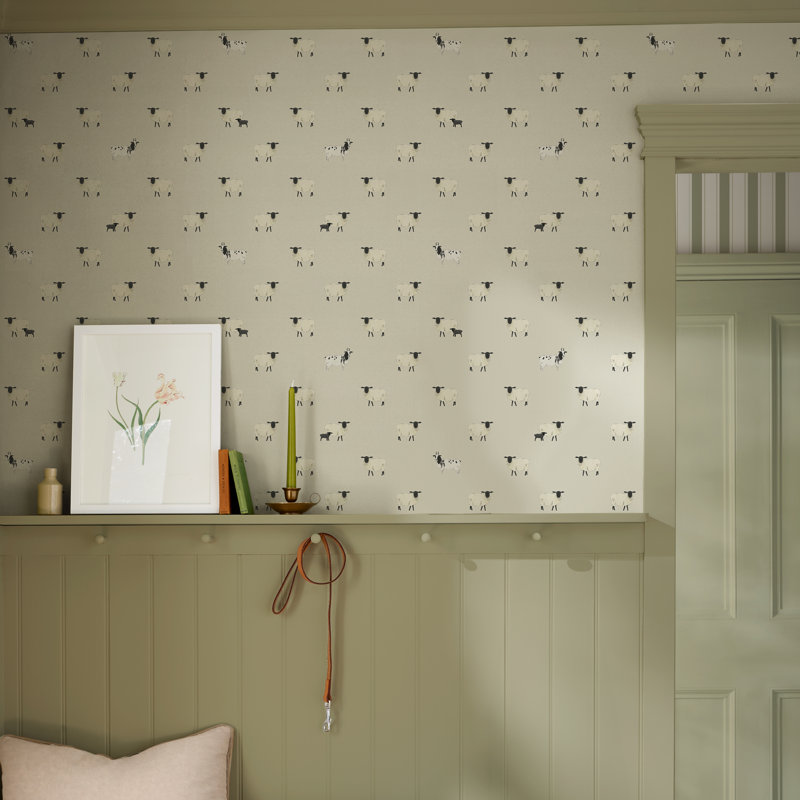 Sophie Allport Sheep Off White Wallpaper, White