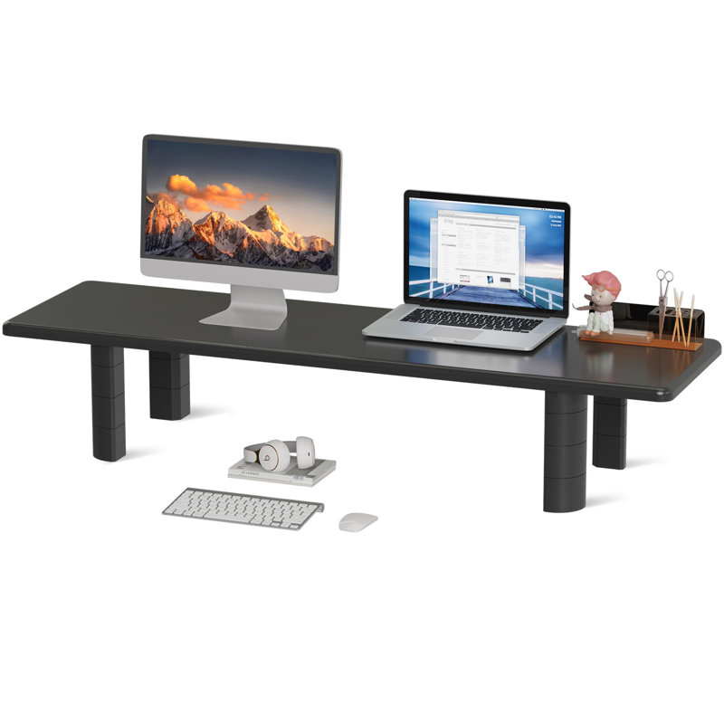 Dual Monitor Stand Riser, 32.28Inch Large Monitor Stands For 2 Monitors, Computer Monitor Stand, Wooden Desktop Oraganizer Shelf For Office Desk Computer,TV,Laptop