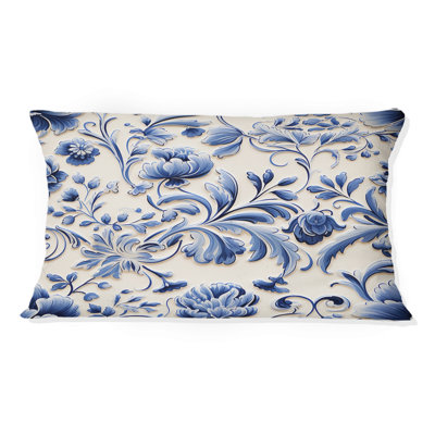 Motif bleu Renaissance florale victorienne - coussin à imprimé floral