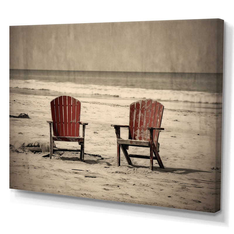 Ocean View Chairs II, reproduction d'art sur toile, 24" H x 32" W, Toile tendue