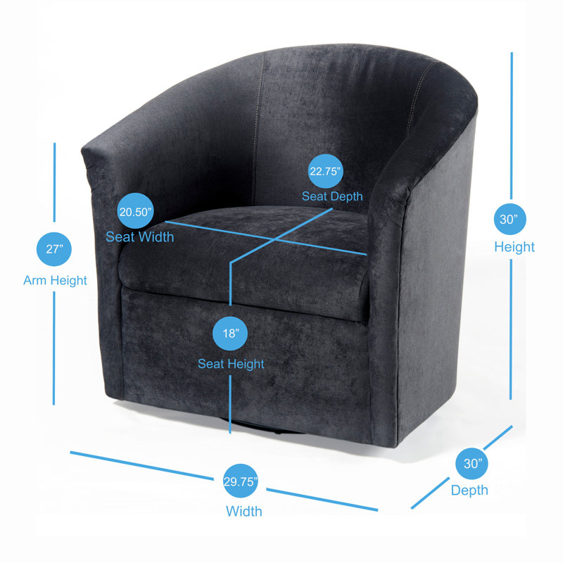 Karcher Upholstered Swivel Armchair, Charcoal Polyester