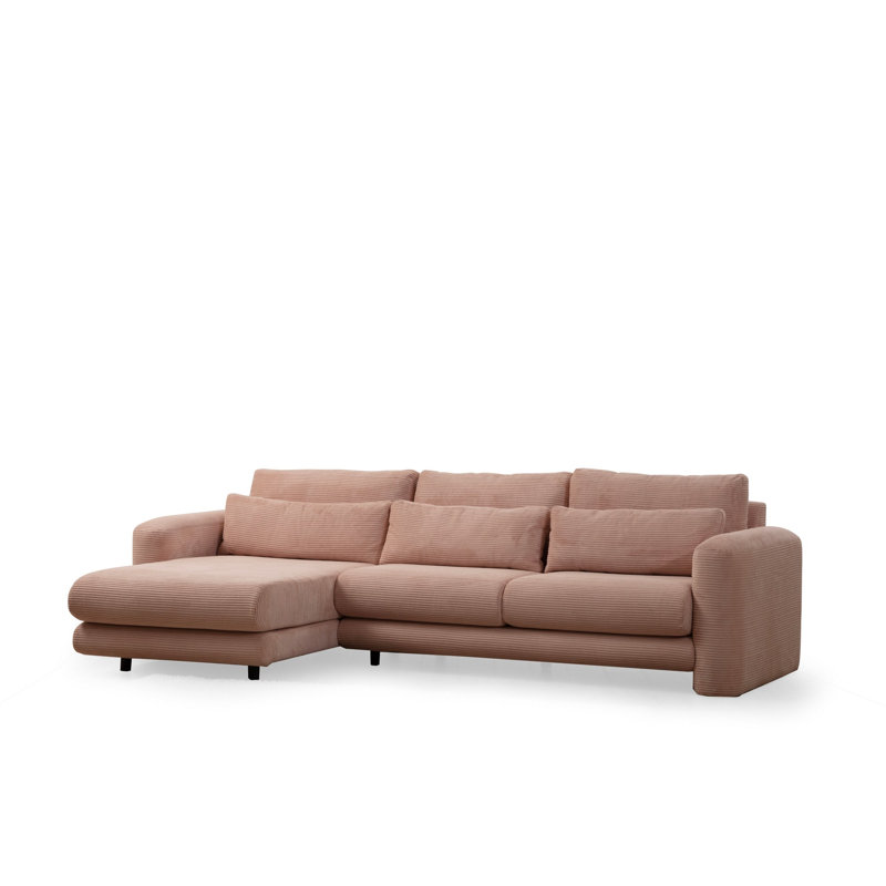 Élégant canapé d'angle, tissu rose, 114,2 x 65,0 x 28,7 pouces | Structure en bois de hêtre et en bois aggloméré | 100% polyester, nettoyage à sec | 28 coussins de dossier rembourrés en mousse, coussins portables, meubles de salon élégants et confortables