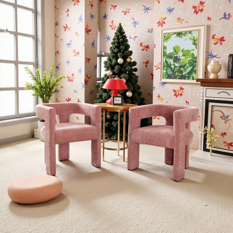 Fauteuil demi-tonneau 2 pièces Modern, Rose