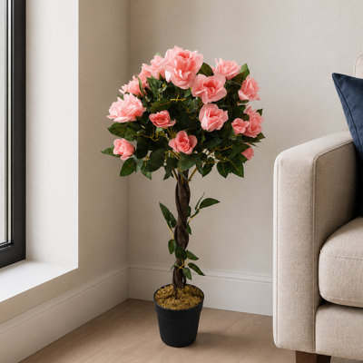 Plastic, Silk Rose Arrangement in Pot