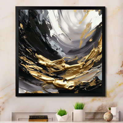 Golden Wave Reflections VIII - Abstract, reproduction encadrée