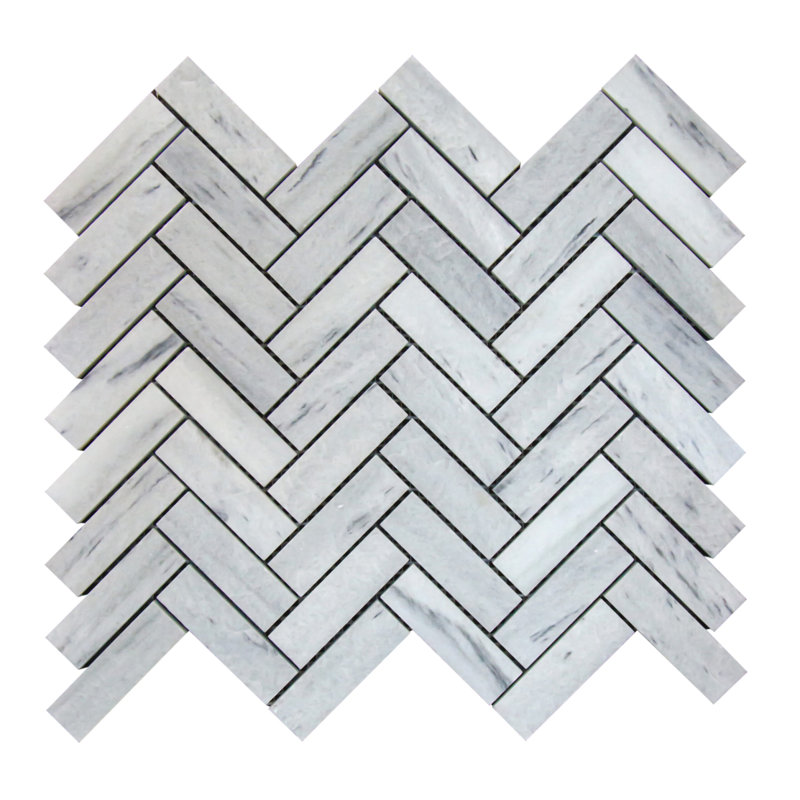 Carreau de mosaïque en marbre à chevrons 1 po x 3 po