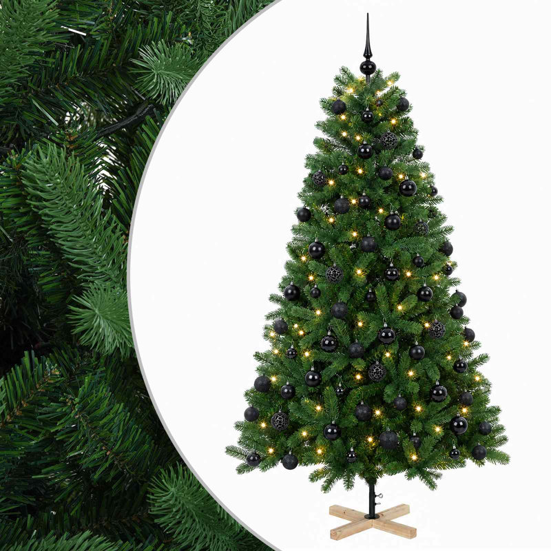 Christmas Tree, 240 cm, with LEDs & black balls