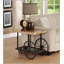 Table de bout en chêne rustique et gris antique avec tablette, parfaite pour un décor moderne et rétro