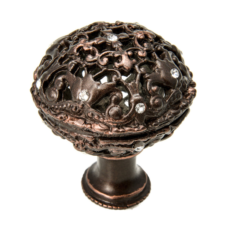 Juliane Grace large knob full round with 17 Swarovski Clear Crystalsin Oil Rub Bronze, Oil Rubbed Bronze