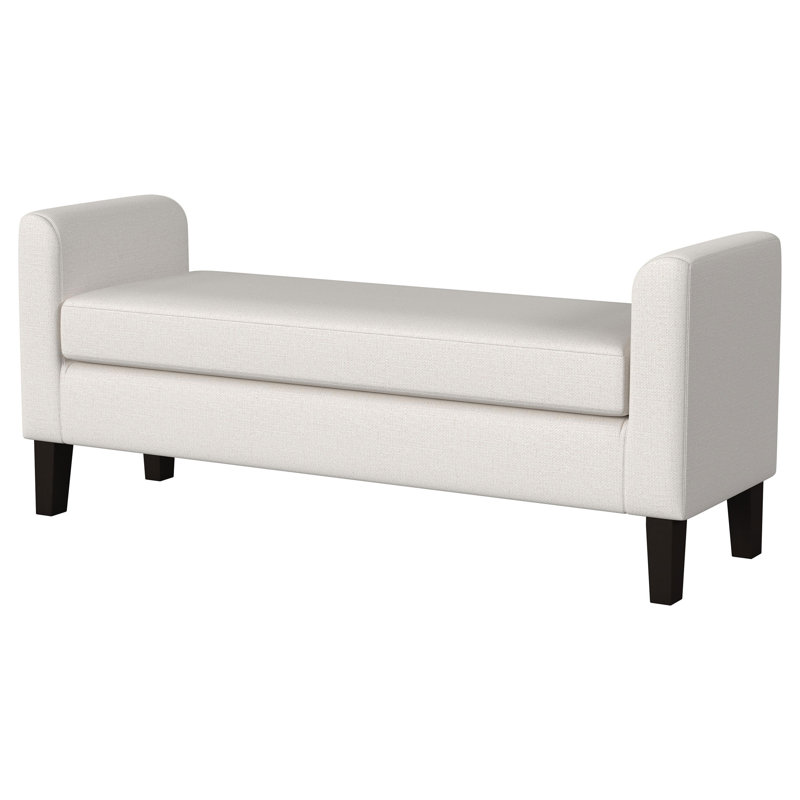 Banc d'appoint rembourré en tissu Bryan avec accoudoirs vanille