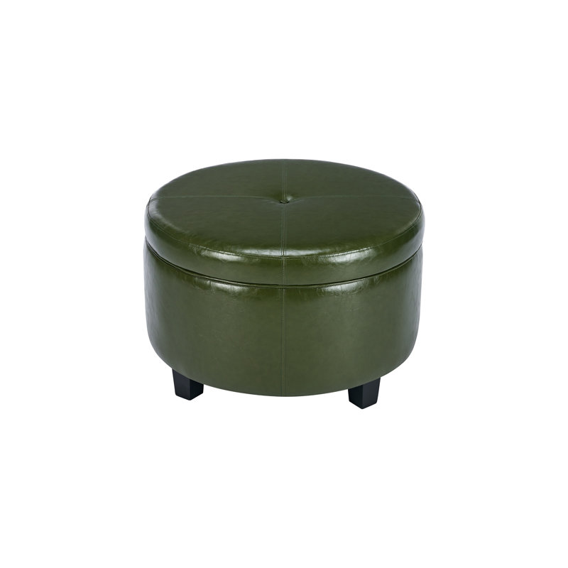 Repose-pieds avec rangement Canek, Similicuir vert olive