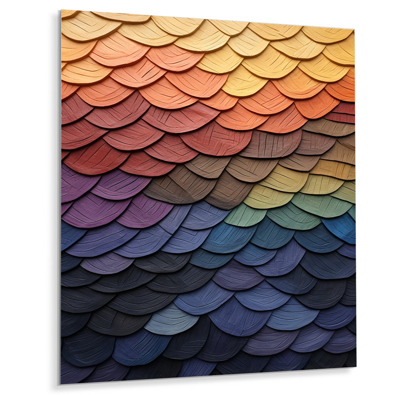 Plumes géométriques colorées - Art mural géométrique en métal, H 20 po x l 12 po x P 1 po