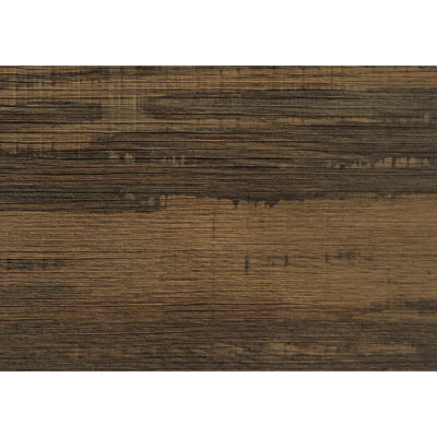 Table d'appoint avec tiroir de rangement, stratifié brun et métal noir, idéale pour les espaces de vie modernes et fonctionnels, et convenant également à une chambre.