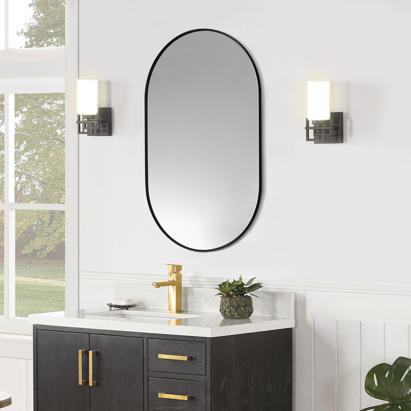 Miroir mural Ispra, Noir mat, 36 po x 22 po