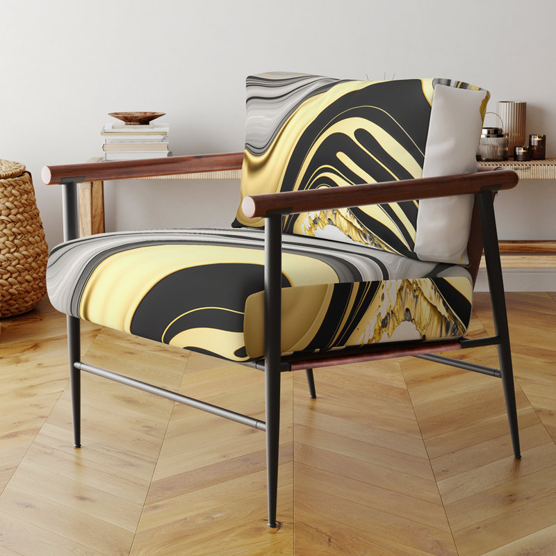 Cullivan - Fauteuil d'appoint rembourré en marbre, Noir, noir, noir, noir