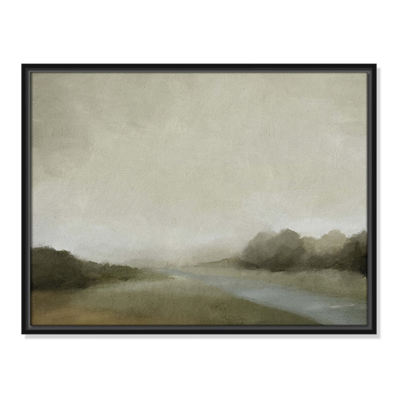 Vanora "Lovers Creek" Watercolor Floater Frame Painting , 19.5" H x 25.5" W, Black