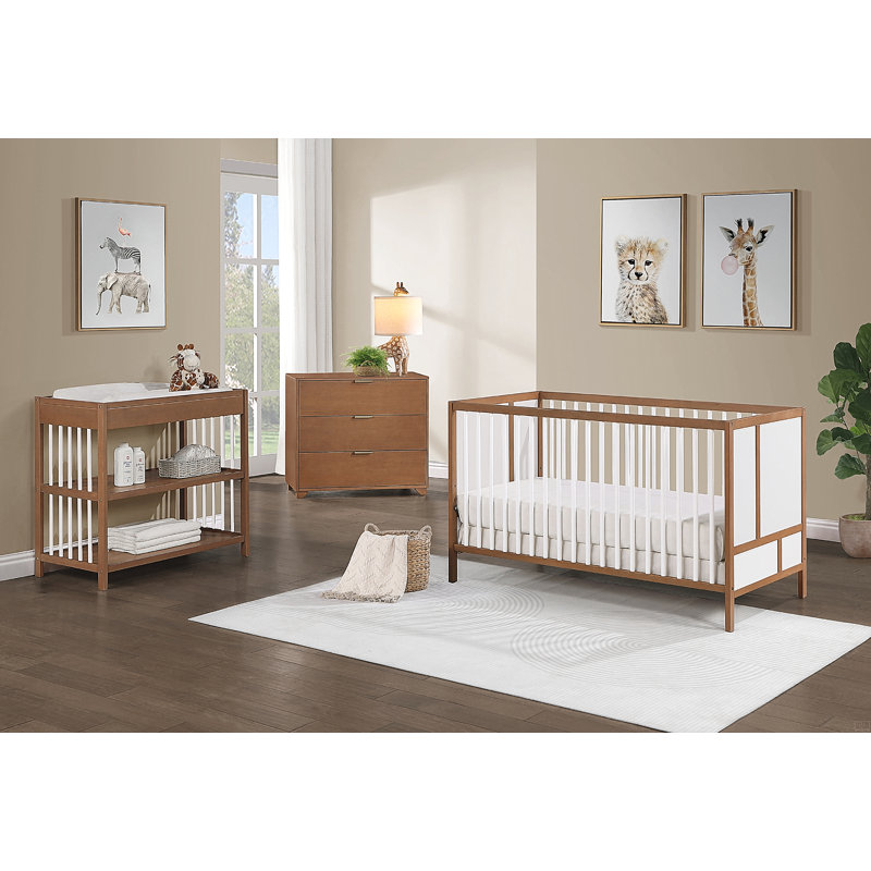 Lit de bébé 3 en 1, Brun / Blanc
